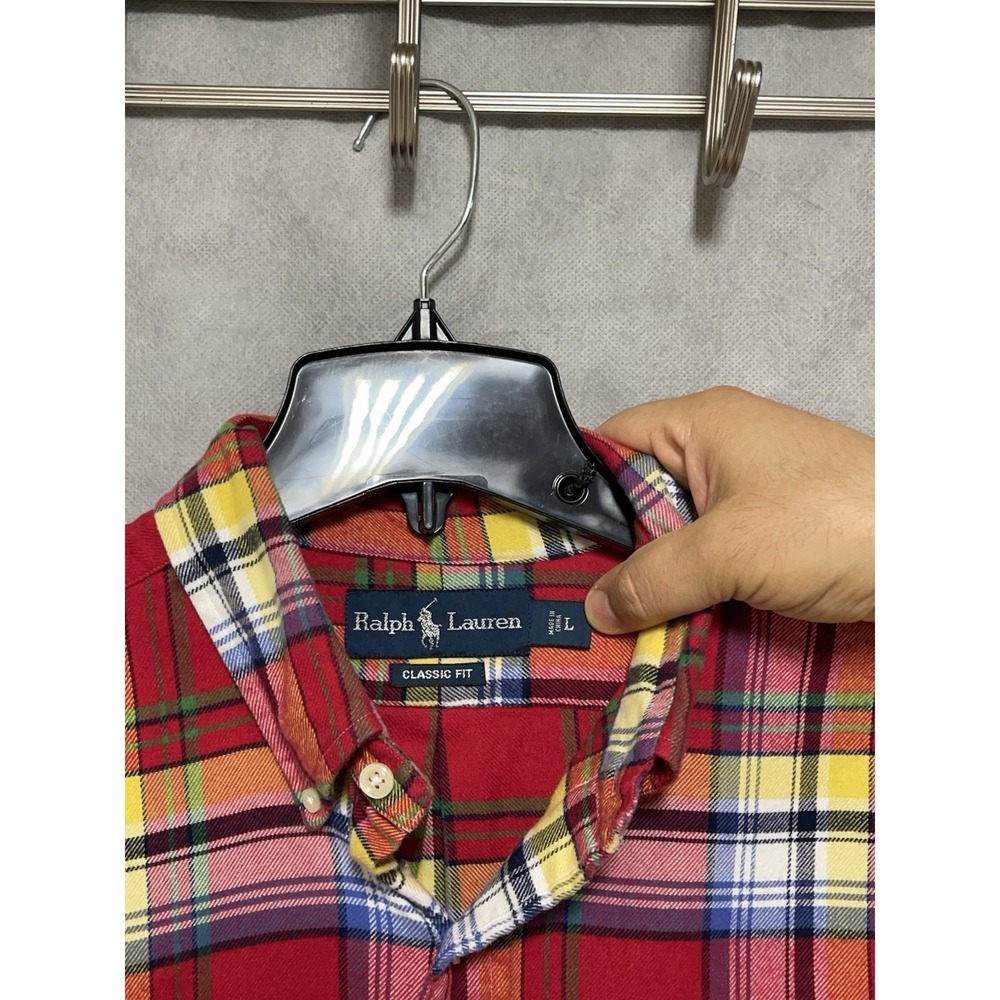 VTG Ralph Lauren Shirt Men L Winter Flannel Plaid Academia Casual Work Button Up - Picture 6 of 9